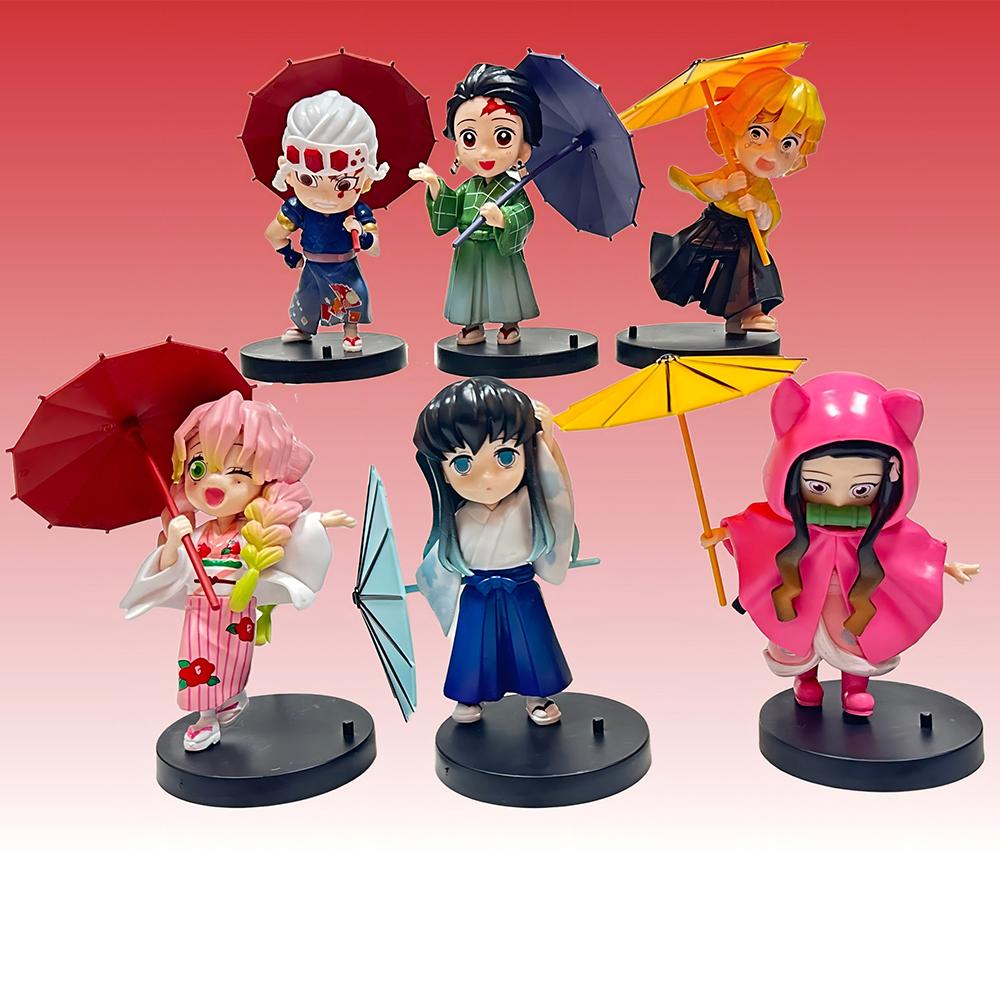 New Hot Plum Rain Season Q Version Figures Umbrella Scene Pvc Collectible Model Toy Gift For Anime Fans For Kids Adults Children's Birthday Gift