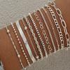 11 Pcs/Set Chic Snake Chain Bracelet Set for Women Boho Simple Elegant Heart Geometric Chain Vacation Date Casual Jewelry Gifts