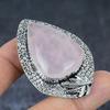 Natural Rose Quartz Gemstone 925 Sterling Silver Jewelry Pendant 2.25" A3o45