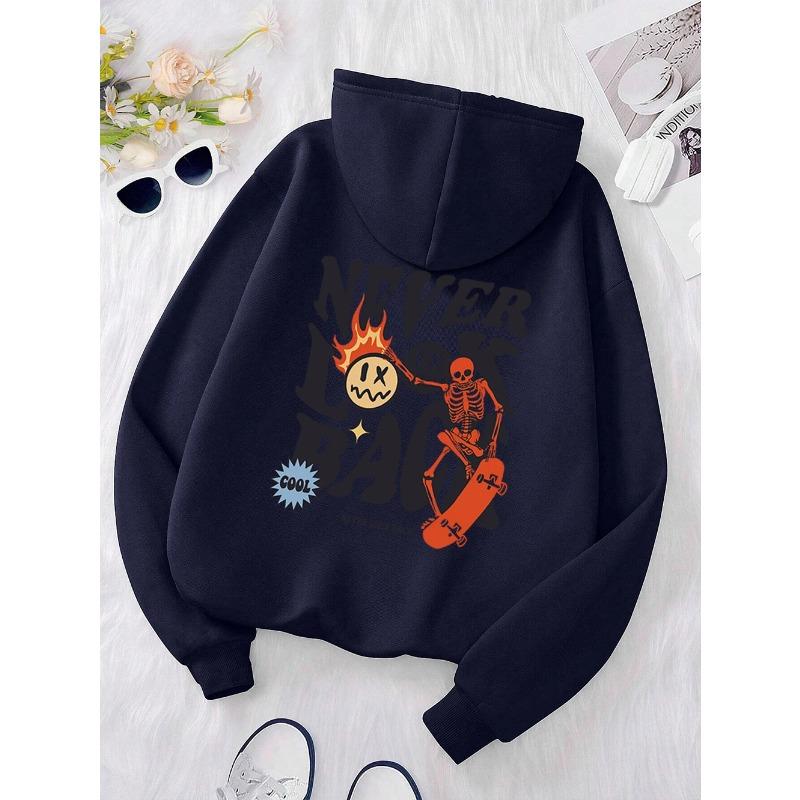 Never Look Back Creative Smile Skull Hoodies Women Warm Comfortable Sweatshirt Loose Hip Hop Street Clothes Loose Hoody Hoodies & Sweatshirts Women’s