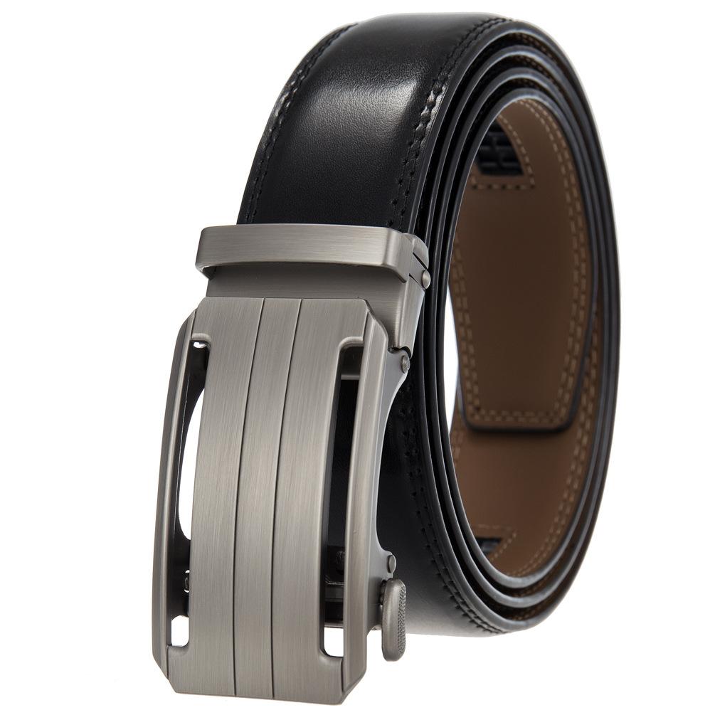 1Pcs Fashion Automatic Buckle Belt, Men'S Belt, Two-Layer Cowhide, Belt Belt Ly36-35409-1