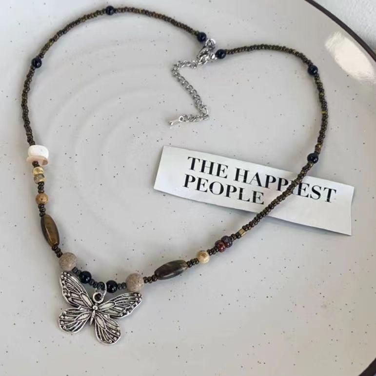 

2023 Retro Beaded Butterfly Necklace - High Design Zen Style Women s Accessory