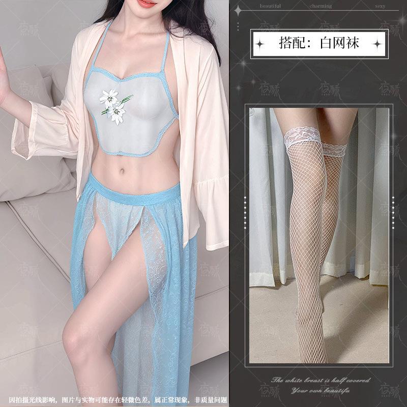 Sexy underwear women's sexy Hanfu ancient clothing embroidery perspective belly pocket bed passion suit hot uniform women