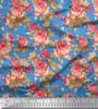 Soimoi Japan Crepe Satin Stoff Sjekk, Blader & Rose Blomstertrykk Sy Stoff meter 42 tommer