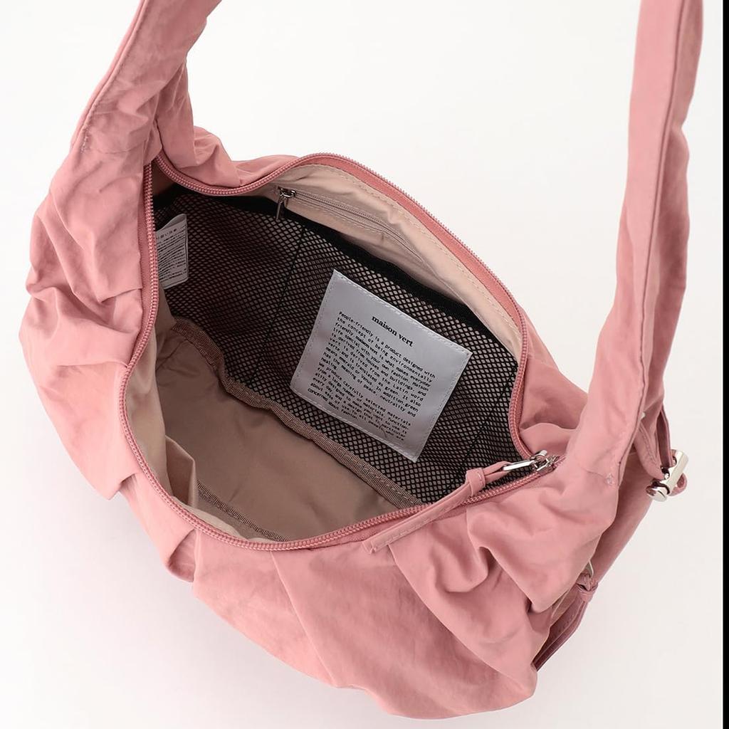 Maison Vert Leichte geraffte rosa One-Shoulder-Tasche, Klein, (50)