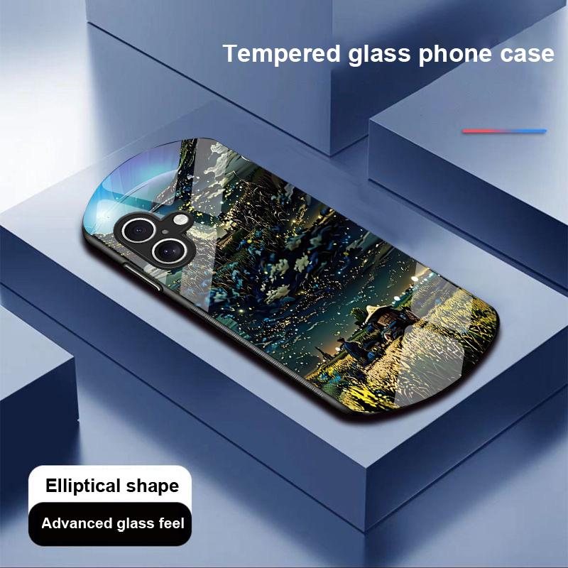 

Масляная живопись Солома для Apple IPhone 16 11 13 15 14 Pro Max 12 Mini 7 8 Plus XR X XS Чехол для телефона из закаленного стекла эллиптической формы For iPhone 16 Promax