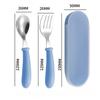 Stainless Steel Children's Spoon and Fork Set, Three-Piece Set Baby Tableware Maternity Gift Round Handle Spoon and Fork