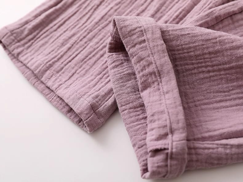 Netakara Pajama Perfect for Hospital Solid Long Double Suitable for and Long Long Pants Women's Set, Stays, Soft, Color, 100% Cotton, Sleeves, Gauze,