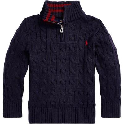 Polo SS23 Einfarbiger Logo-bestickter Zopfstrickpullover Kinderpullover 323868894-005