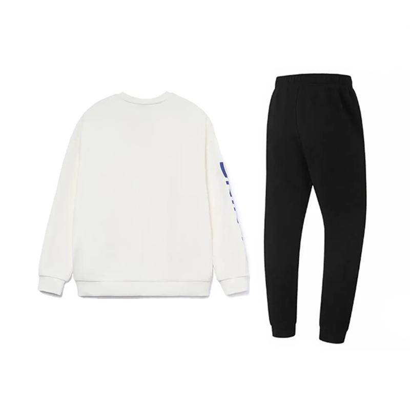 Li Ning Fashionable Comfortable Versatile Cotton Crew Neck Hoodie Sweatshirt Set Unisex Sweatshirts White Black YWDV35-1-AKL73-4