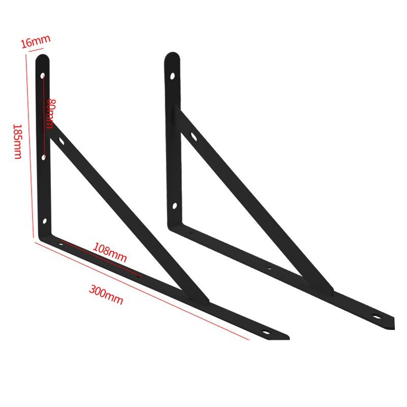 S-2Pcs Tripod Bracket Shelf Floating Shelf Heavy Duty Black/White Steel For Decorative Wall Mount Joint Angle Without Screws