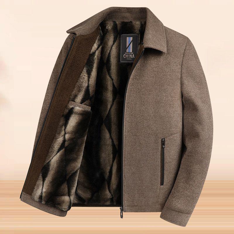 

Mid-aged and Elderly Velvet Lapel Corduroy Jacket - High-end Winter Thickened Coat for Grandpas 170/M for 80-105 jins