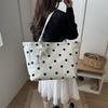 Women S Classic Polka Dot Canvas Tote Bag Large Capacity Shoulder Bag For Commute School