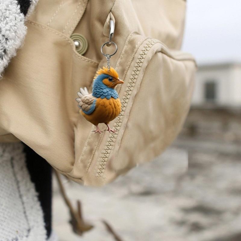 6pcs  Cartoon Chicken Keychain Decorative Backpack Accessory Christmas Keyrings