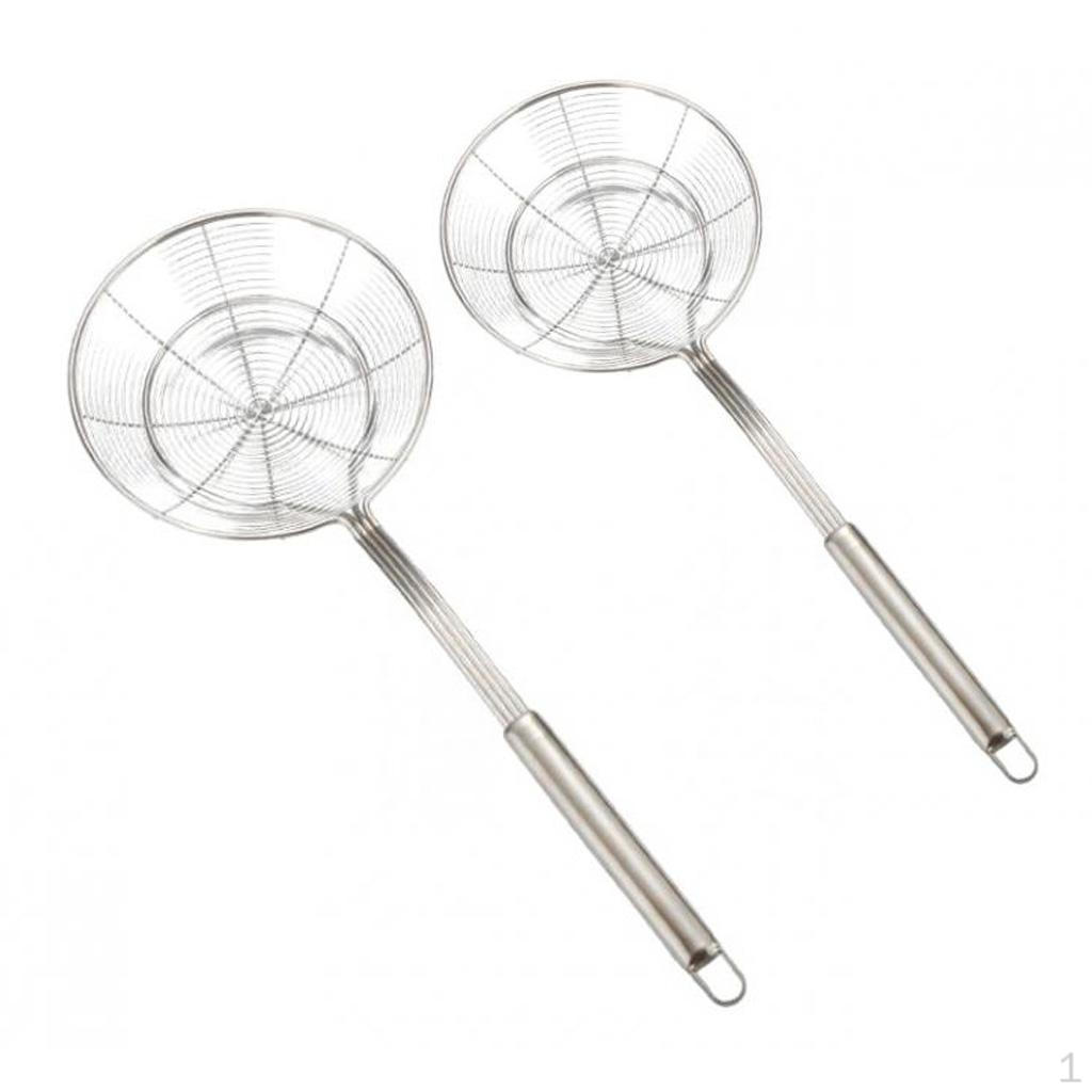 2x Frying Strainer Ladle Spoon Chips/ Maker 14cm