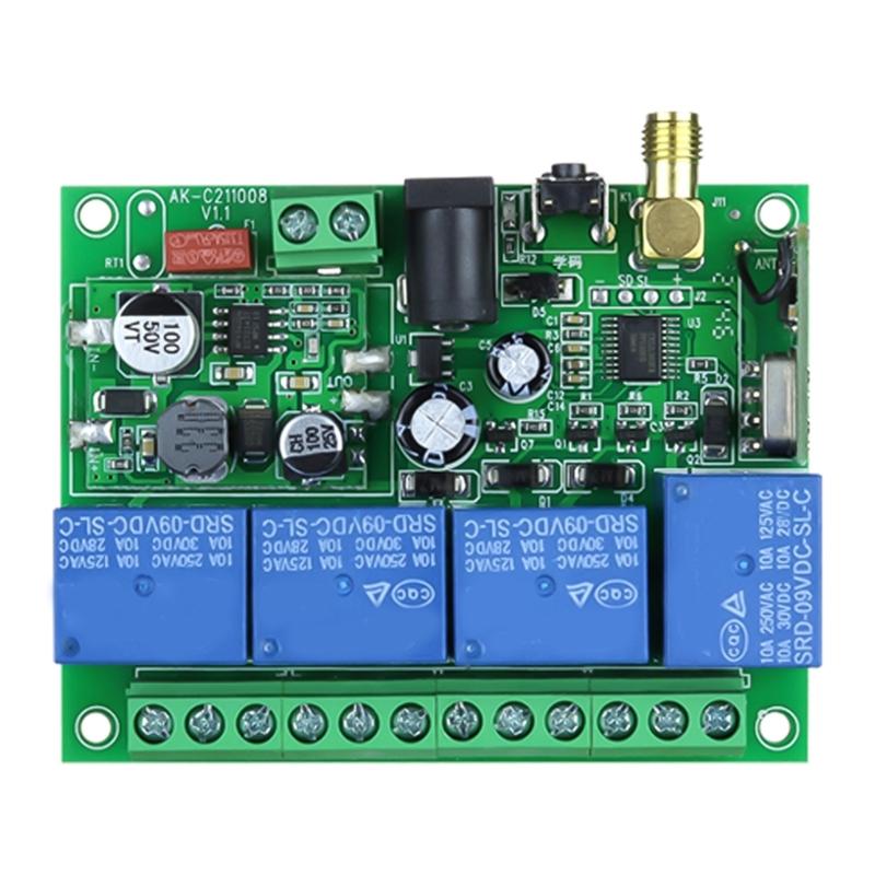 433Mhz Wireless Remote Control Switches 12V-36V/220V 4CH Receiver Module with 4-channel Remote Transmitter Set