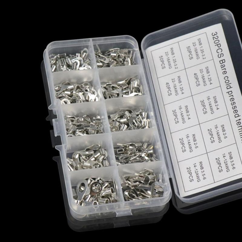 320 Pcs Non-Insulated Ring Fork U-Terminal Connector Wire Connector Durable