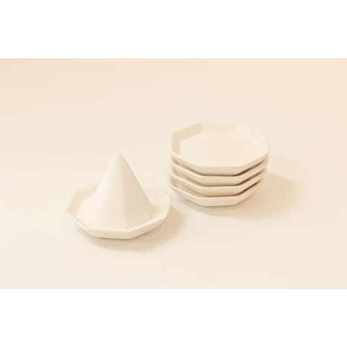 Moa Feteli (Moa Feteli) Glückliche achteckige unglasierte Teller für Salz, 2 Zoll (8,5 cm), 5er-Set (Klein)