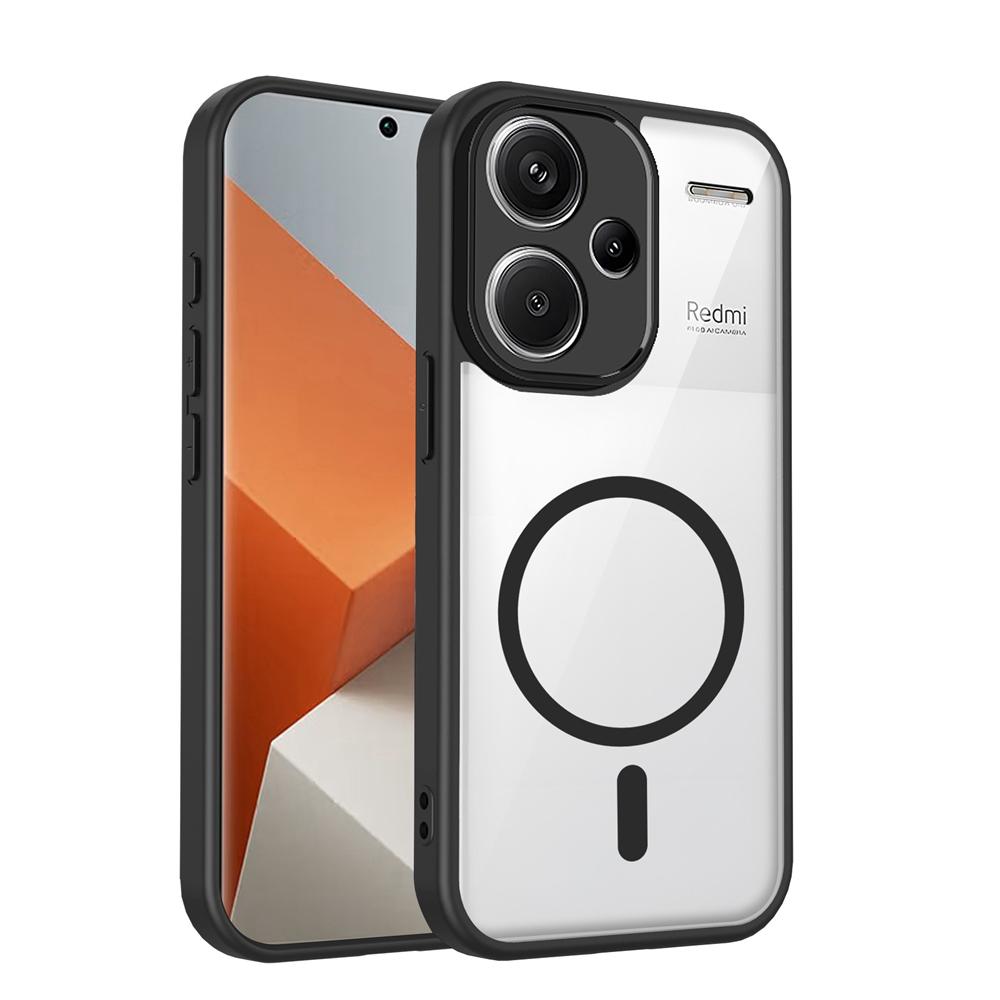 KEYSION Transparent Magnetic Phone Case for Xiaomi POCO M6 Pro 4G Soft Silicone+PC HD Clear Shockproof Back Cover for POCO X6 5G