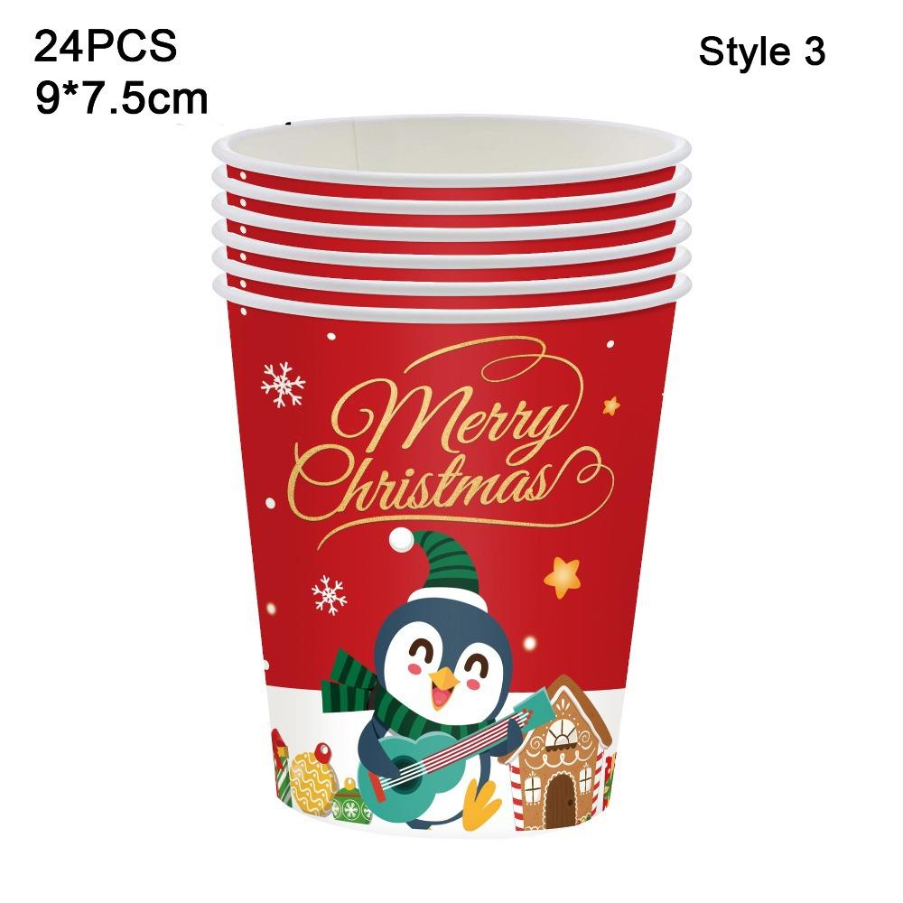 

24 шт. Вилка Ложка Рождество Одноразовая Посуда Тыква Салфетки Новые Бумажные Тарелки Рождество Style 1