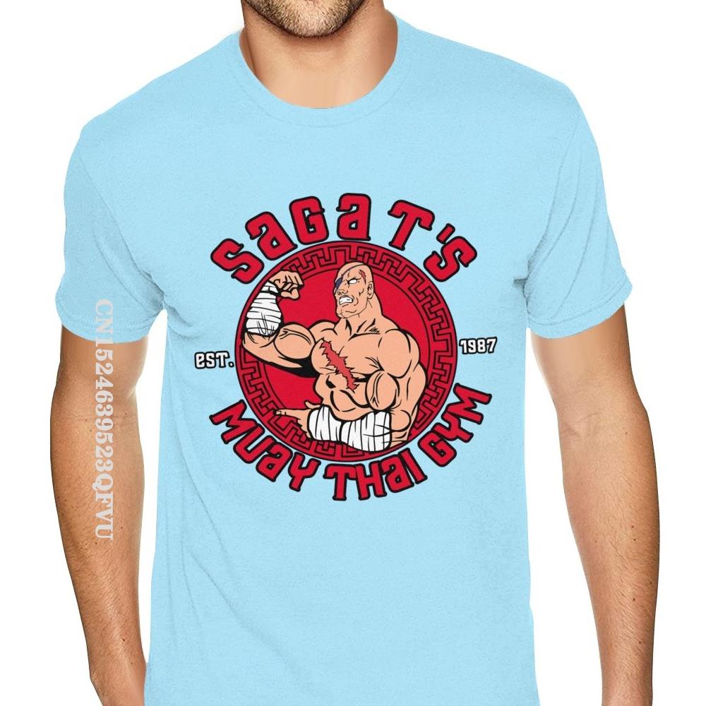 80s Sagat Muay Thai Gym Shirt Oversized Anime Tshirt Men HipHop Print Cotton Male's Harajuku Black T-Shirts Camisa Streetwear