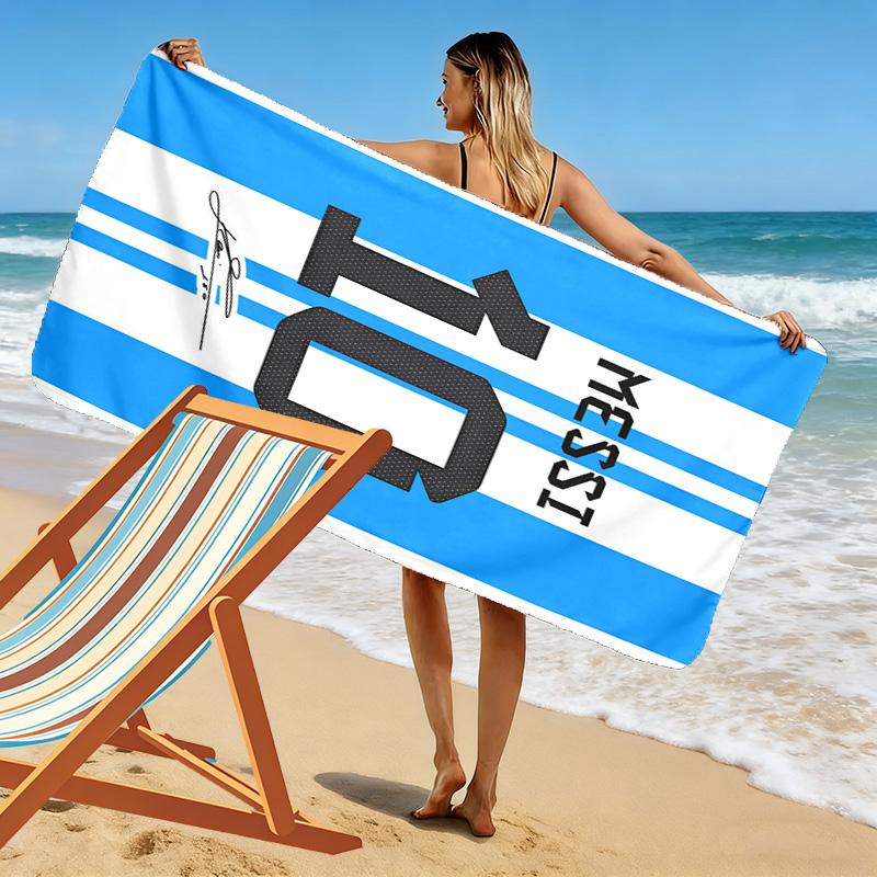 Asciugamano da Spiaggia con Stampa di Lionel Messi, Asciugamano Grande Morbido ad Asciugatura Rapida per Spiaggia Campeggio Nuoto