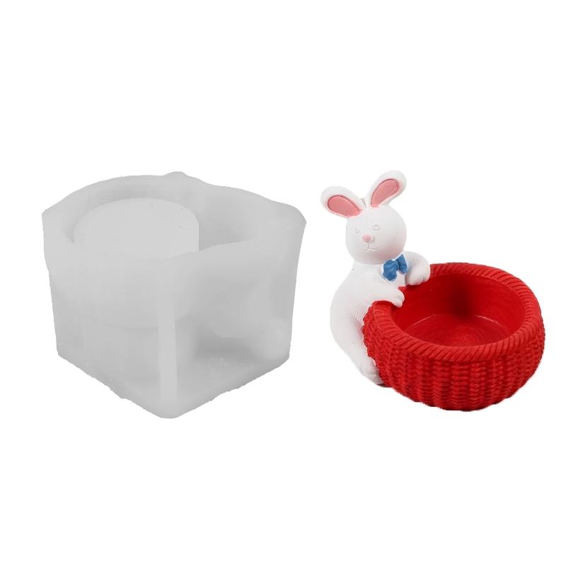 Easter Rabbit Basket Candle Cup Silicone Molds Easy Demolding For Resin Casting Candle Holder Chocolate Home Decoration