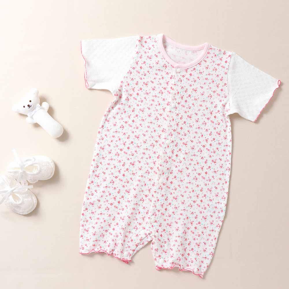 de Jersey Floral Print Shortalls for Hospital Clothes for Cotton [Cream Coco] Spring/Summer Newborns, Babies, Cool, Girls, Simple, Cute, 100%