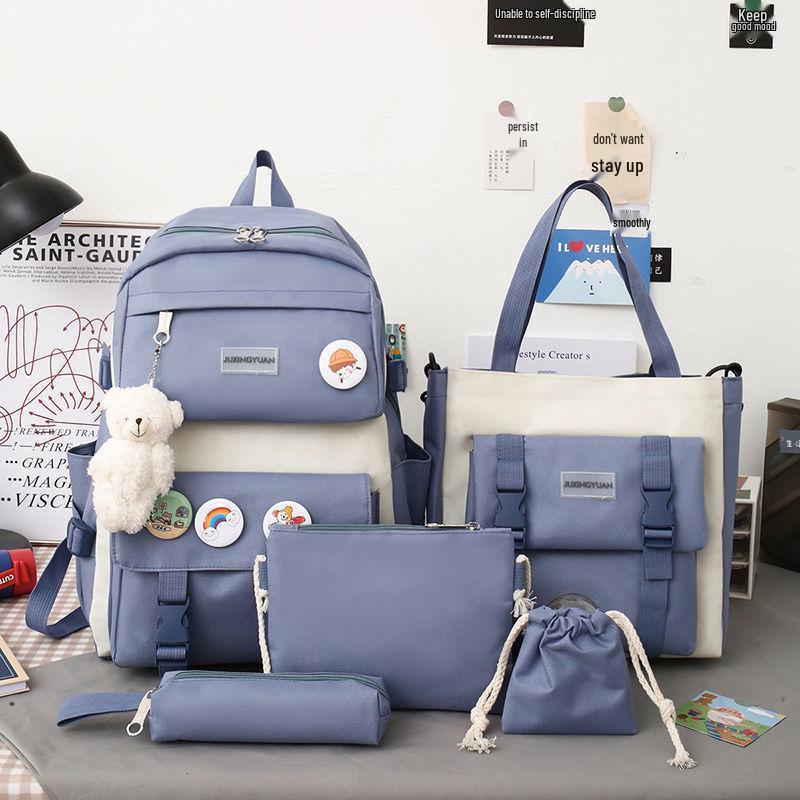 Stylish Korean Style Backpack Set for School: Large Capacity Fashion Shoulder Bag for Girls