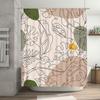 Modern Bathroom Shower Curtain with Leafy Floral Print Luxurious Home Decor for Your Bathtub or Walk-In Shower Area (Beige Green