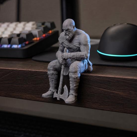 3D Printed Warrior Statue, Nordic Mythology Figurine with Weapon, Collectible Ornament for Home Office Decoration