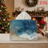 2D Flat 1pc, Tissue Box. Blue Ocean And Beach Pattern Napkin Dispenser, Reusable, Daily Desktop Tissue Organizer, Suitable for Kitchen Living Room Bed