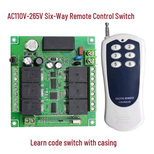 AK Learning Code Six-Way 220V Wireless Remote Control Switch for Lighting/Appliances Six-Way Remote Control Switch