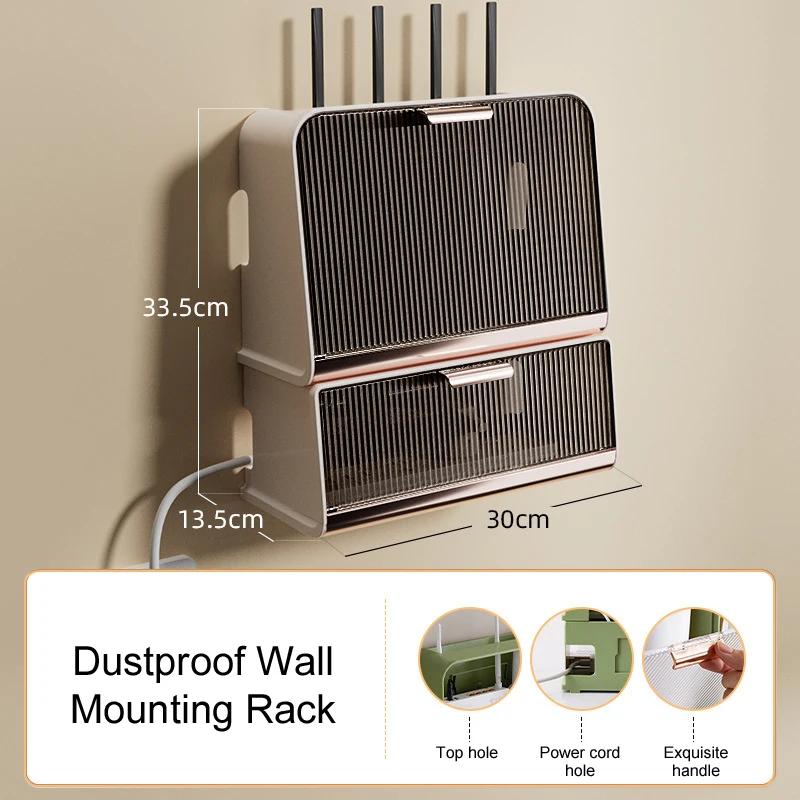 Hanging Wireless Wifi Router Shelf Storage Box Wall ABS Plastic Organizer Box Cable Power Bracket Organizer Box Home Decor Stuff