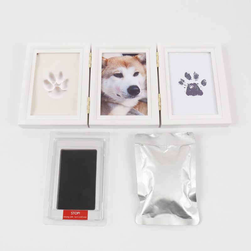 Pet Paw Print DIY Photo Frame with Handprint Clay for Cats & Dogs - Creative Souvenir Ornament