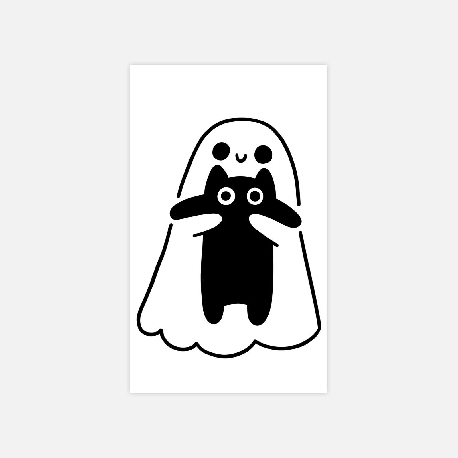 Cute Cat Little Ghost Tattoo Sticker Simple High Value Tattoo Sticker 6*10