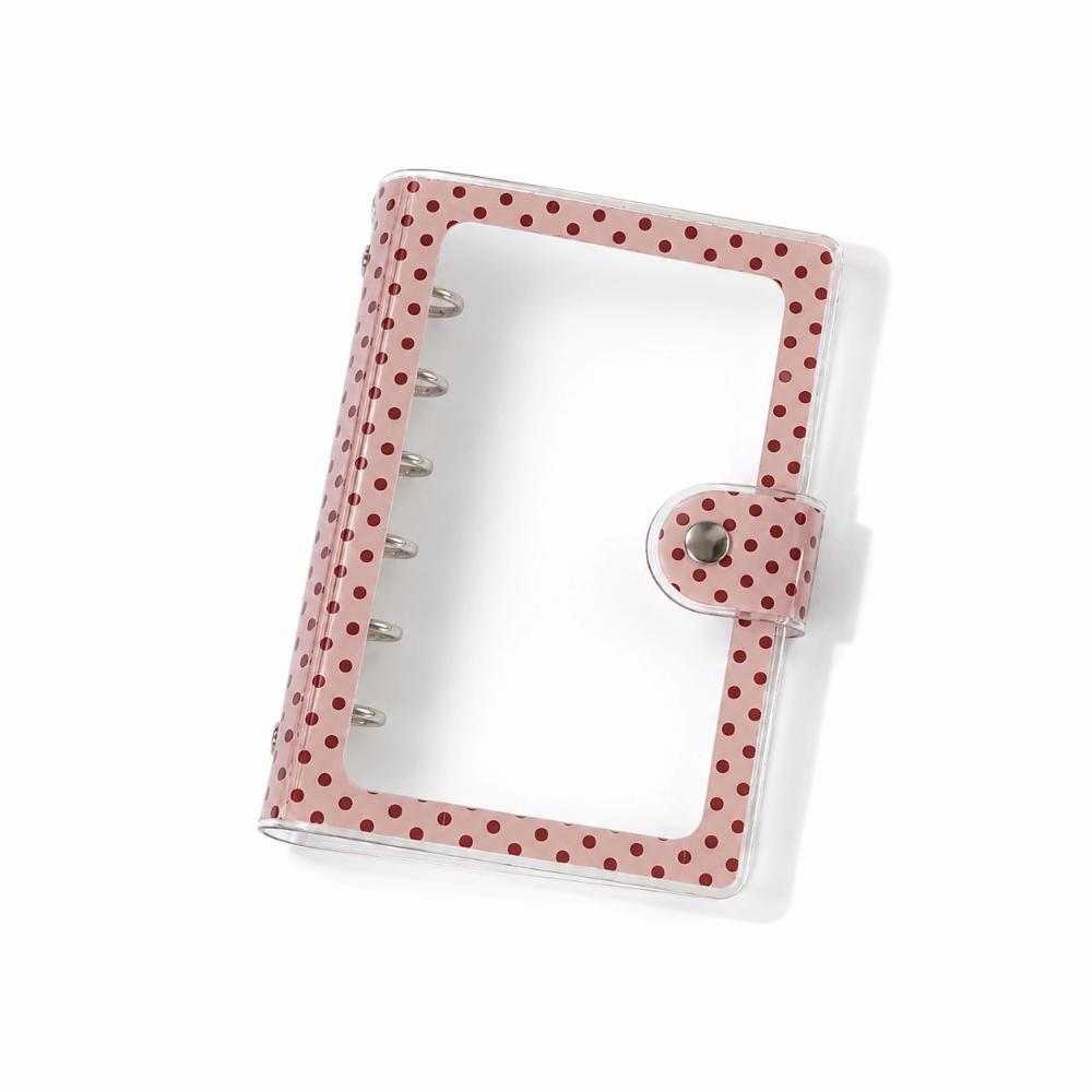 PVC Polka Dot Clear Binder A7 Loose-Leaf Notebook Cover Kpop Photocard Album Cover  Journal Making розовый
