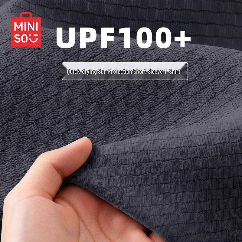 

MINISO Men s Ice Silk Cooling Quick-Dry Sun Protection Short Sleeve T-Shirt 3XL