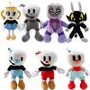 25cm Jogo de Aventura Cuphead Pelúcia Mugman O Diabo Chali Lendário Bonecos de Pelúcia Brinquedos para Crianças Presentes Presente de Natal