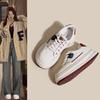 Leather little white shoes women's shoes spring and summer 2025 new thick-soled heightening board shoes popular versatile sports and leisure shoes