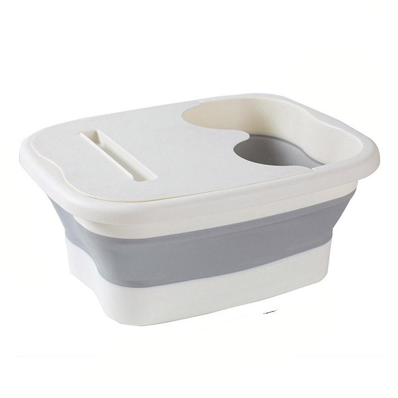 Thickened Silicone Foot Bath Basin Home Foldable Foot Soaking Bucket with Lid A