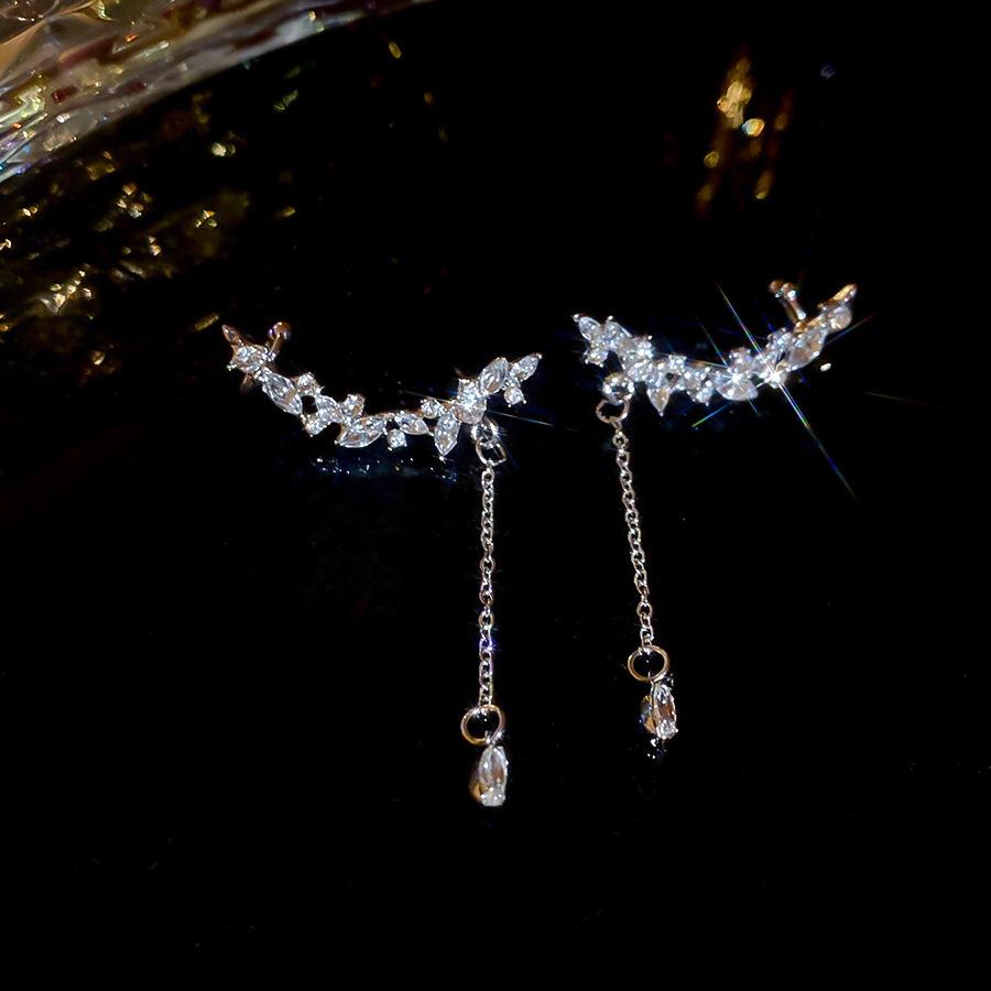 Fairy Forest Water Drop Ear Clip Earrings - No Piercing Needed, Light Luxury, Niche Design for Girls
