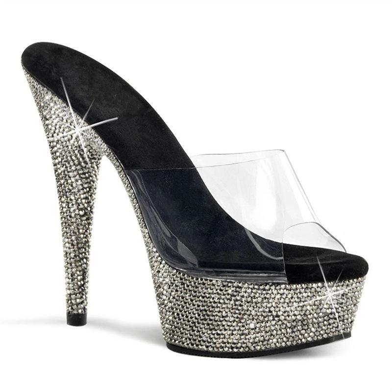 

Прозрачные шлепанцы женские лето 2025 новые туфли-стилеты женские носить босоножки на высоком каблуке водонепроницаемые сандалии на платформе 46 чёрный