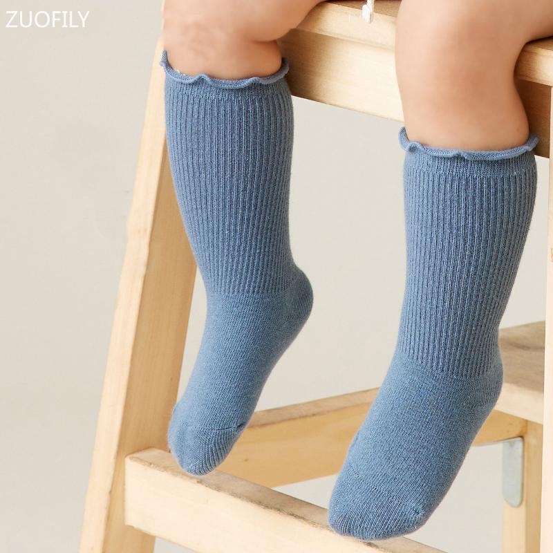 Autumn Baby Ruffle Girls Socks Knee High Cotton Long Sock Kids Soft Solid Toddlers Socks Children Princess Socks for 0-5Y Spring