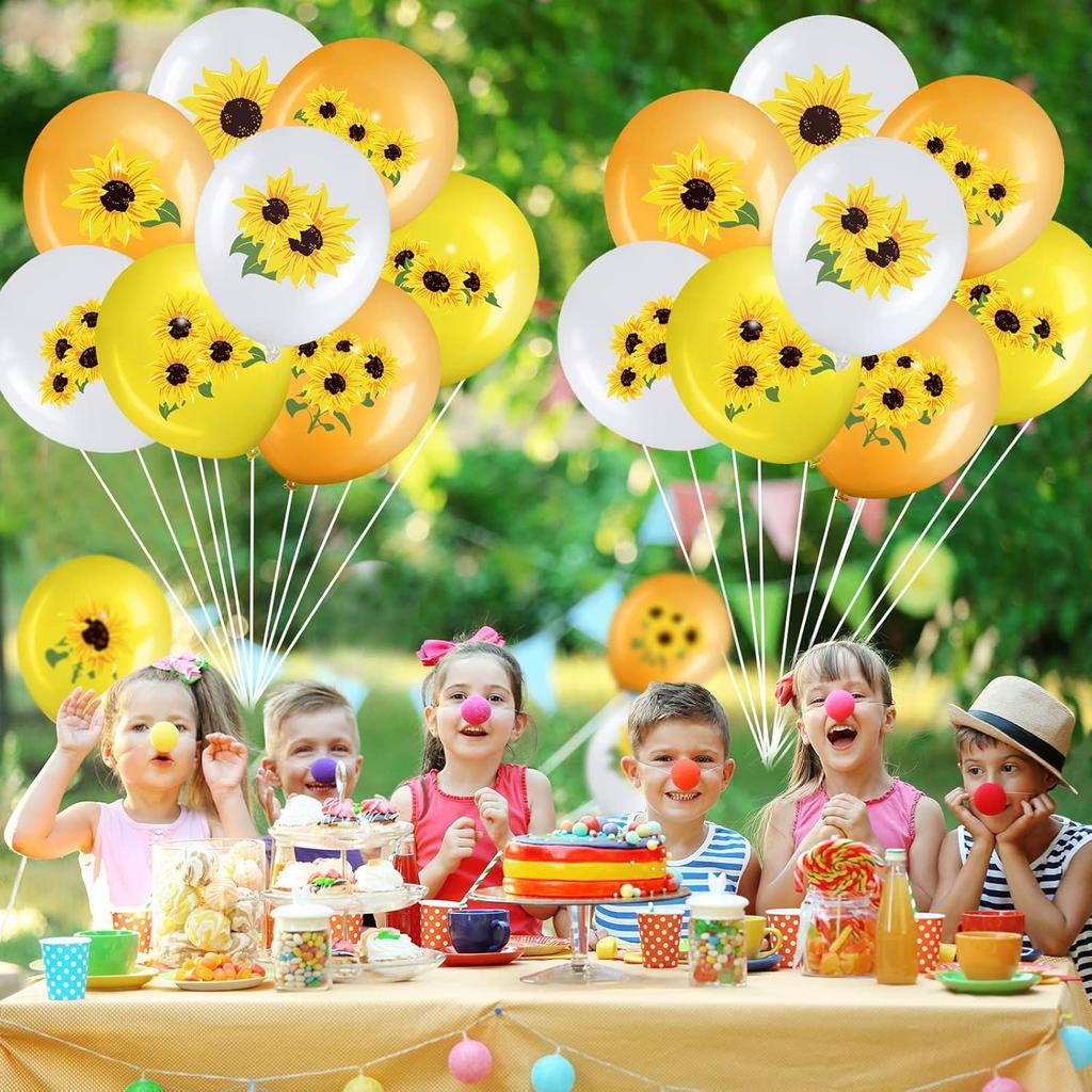 45 Pieces Sunflower Balloons Decorations 12 Inch Sunflower Yellow White Balloons for Summer Honeybee Themed Party Baby Shower Birthday Wedding Party