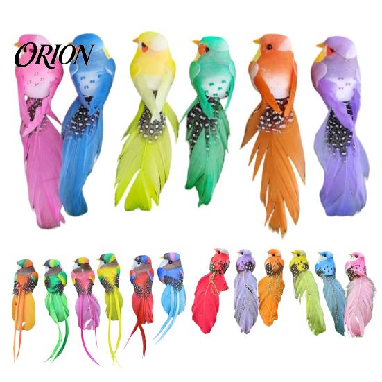Artificial Birds for Micro Landscape Ornaments 12Pcs Pearl Birds, Feather Bird Ornament with Clip, Decorative Potted Plants And Moss Realistic