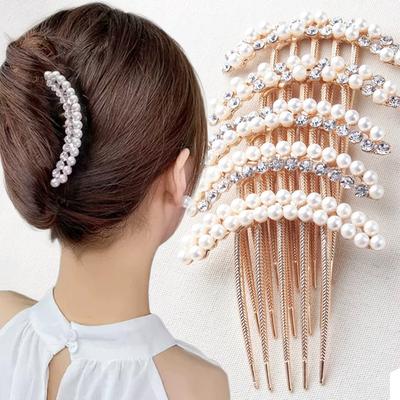 Elegant Simulation Pearl Hair Combs Hairpin Women Hair Bun Decor Wedding Bridal Hair Claw Clips Hair Jewelry Accessories