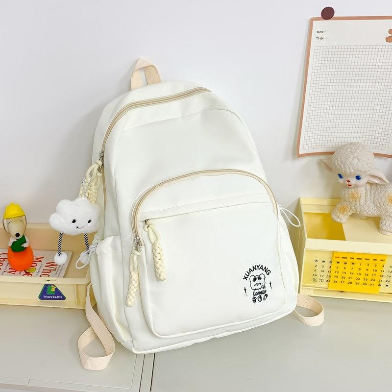 New high-value fresh and sweet candy-colored cartoon embroidered backpack female junior high school backpack