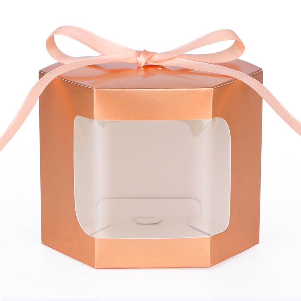 10 Stück Kuchenboxen Verpackungspapierbeutel Sechseckige Süßigkeitenboxen Mit Klarem PVC-Fenster Geburtstag Geschenkbox Geschenke Süßigkeiten Verpackung