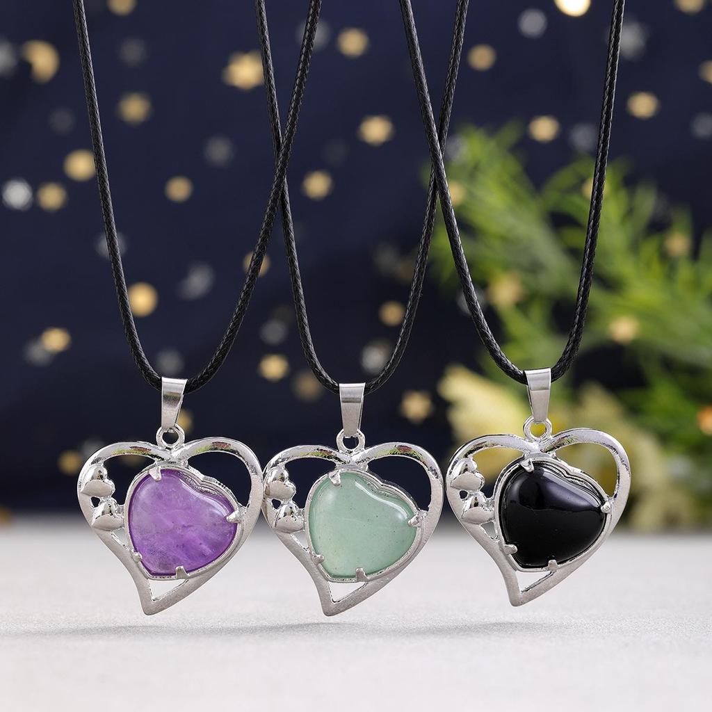 Minimalist Natural Stone Heart Pendant Necklace - Trendy Valentine's Gift for Her